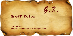 Greff Kolos névjegykártya